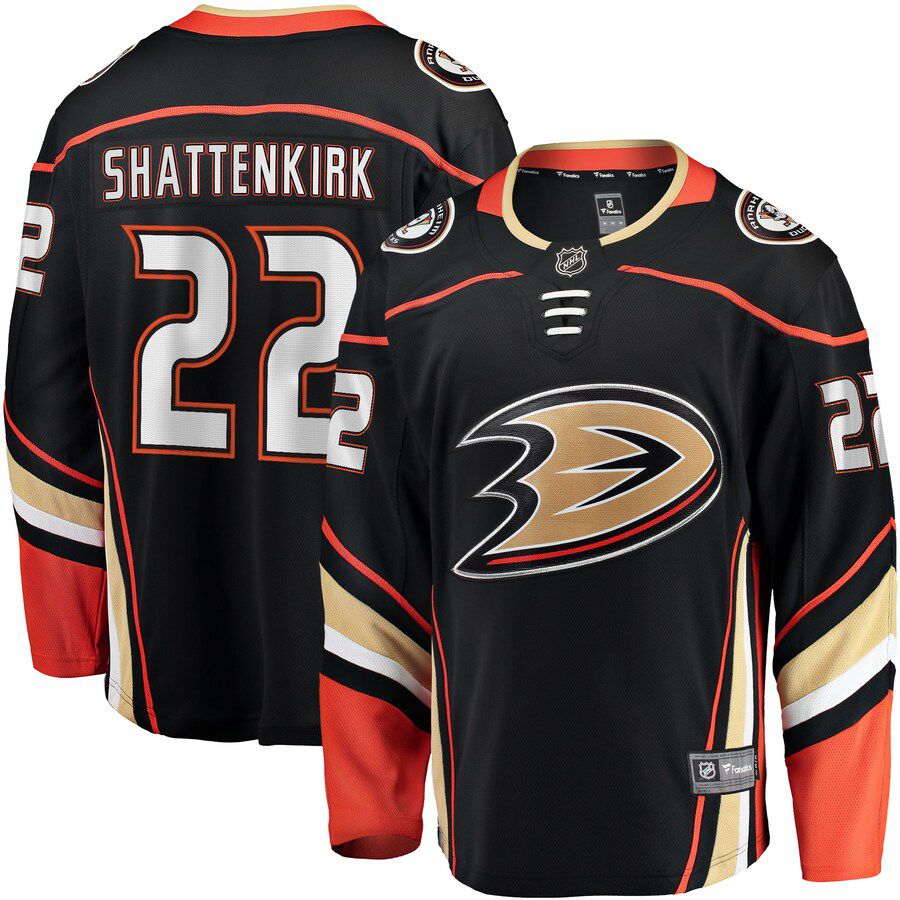 Men Anaheim Ducks 22 Kevin Shattenkirk Fanatics Branded Black Home Breakaway NHL Jersey